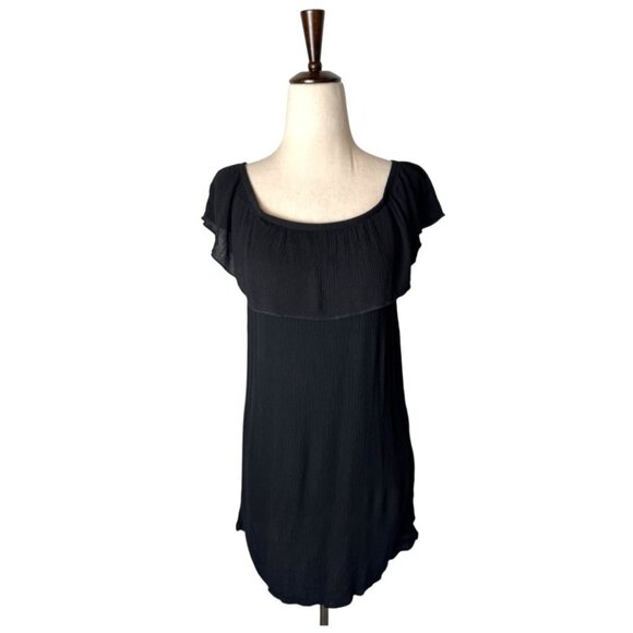 Becca Coverup Women Medium Black Off The Shoulder Flowy Mini Swim Swimwear - Picture 2 of 10